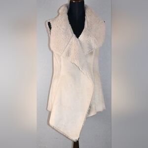 Vintage Knox Rose Women's Faux Suede & Sherpa Vest Cream Size L Preowned